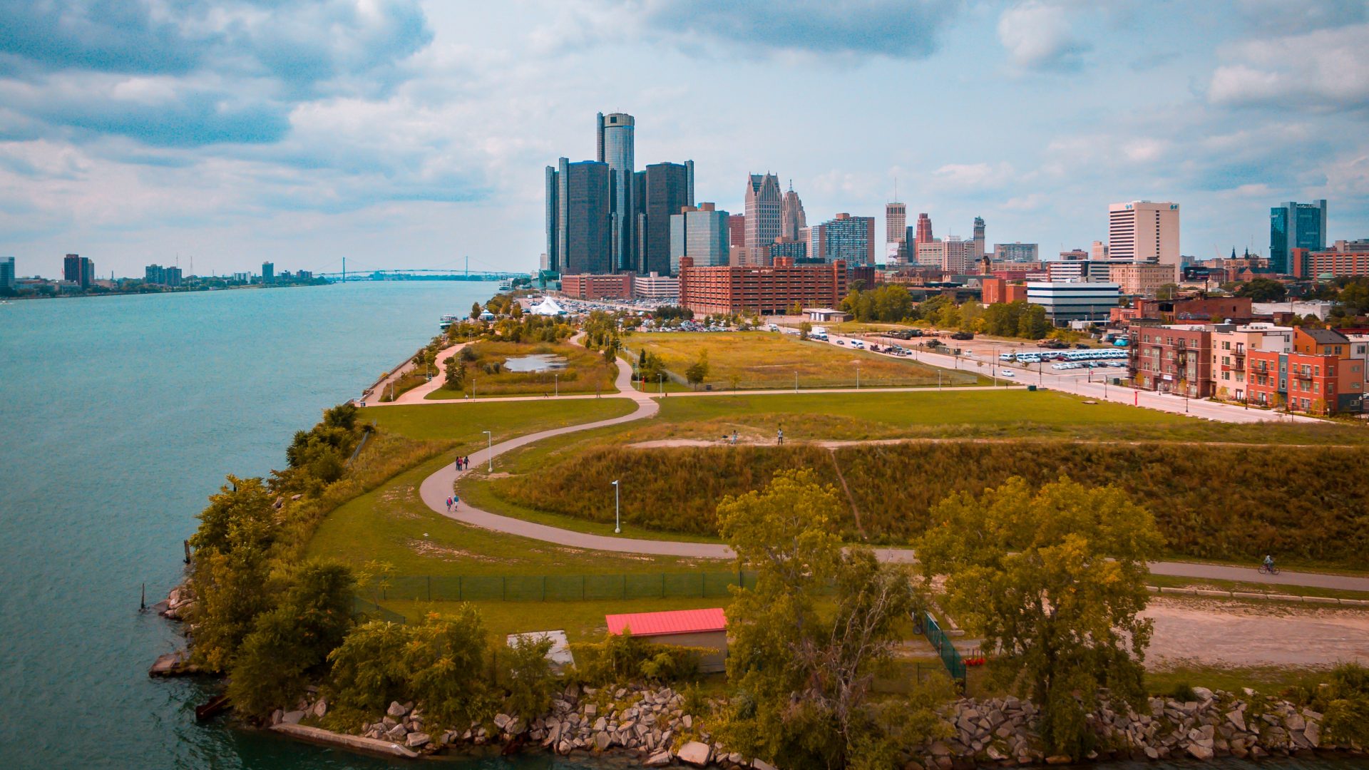 Detroit and Windsor river