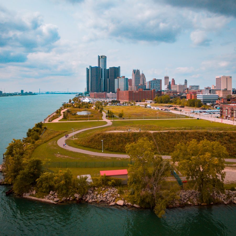 Detroit and Windsor river