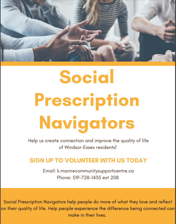 Social Prescription Navigator Volunteers for Windsor Essex Compassion Care Program