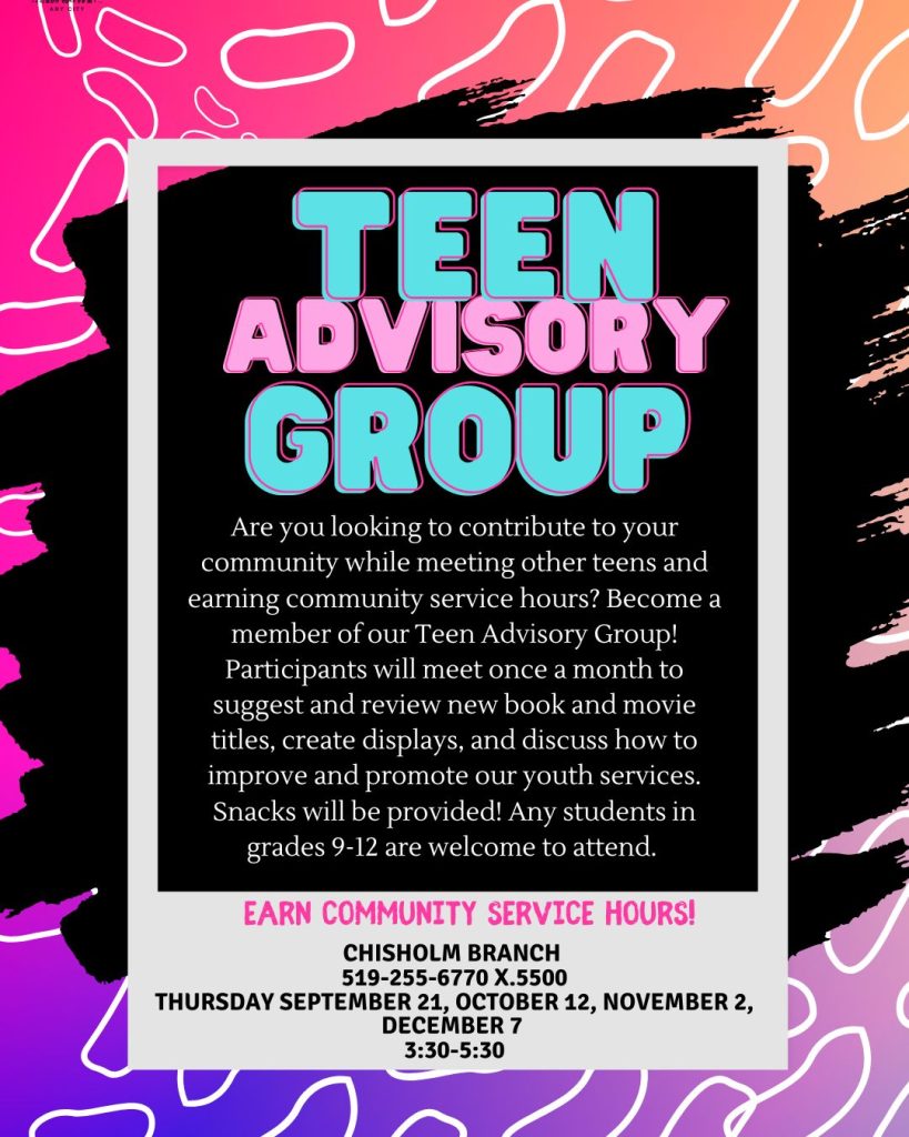Windsor Public Library, Chisholm Branch - Teen Advisory Group
