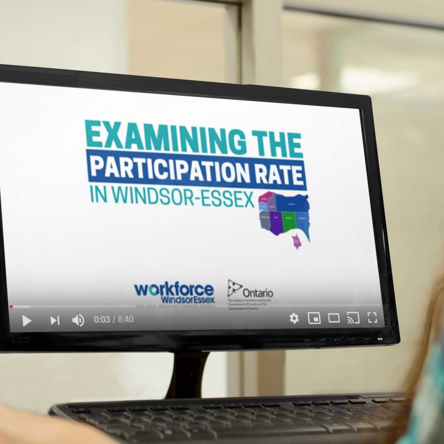 Examining the Participation Rate in Windsor-Essex on computer monitor