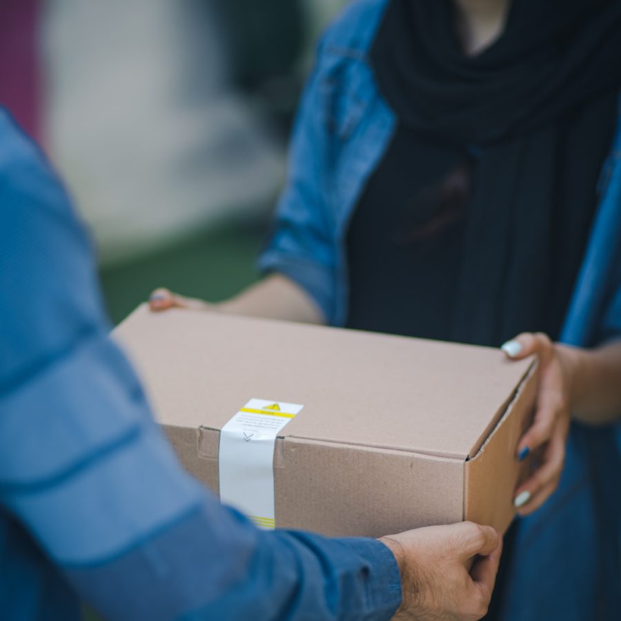 Person delivering box